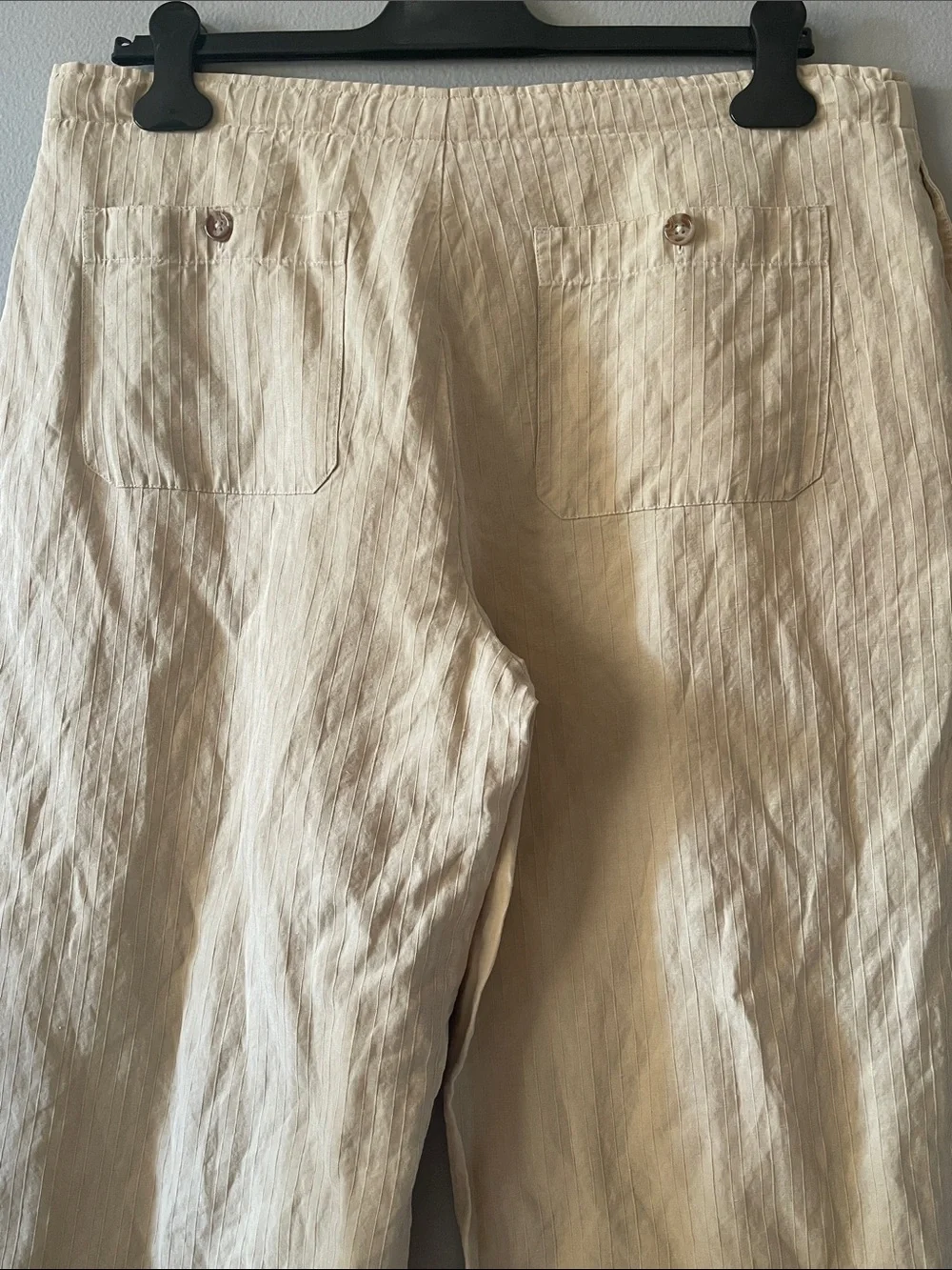 Men's Beige Silk Linen-Blend relaxed Drawstring Pants